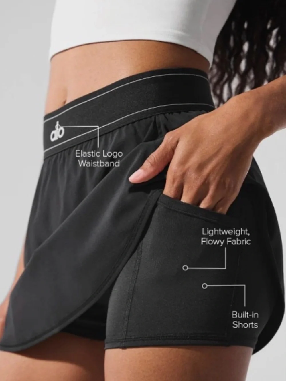 ALO Yoga Black Flared Match Point Tennis Skirt - Picture 6 of 9